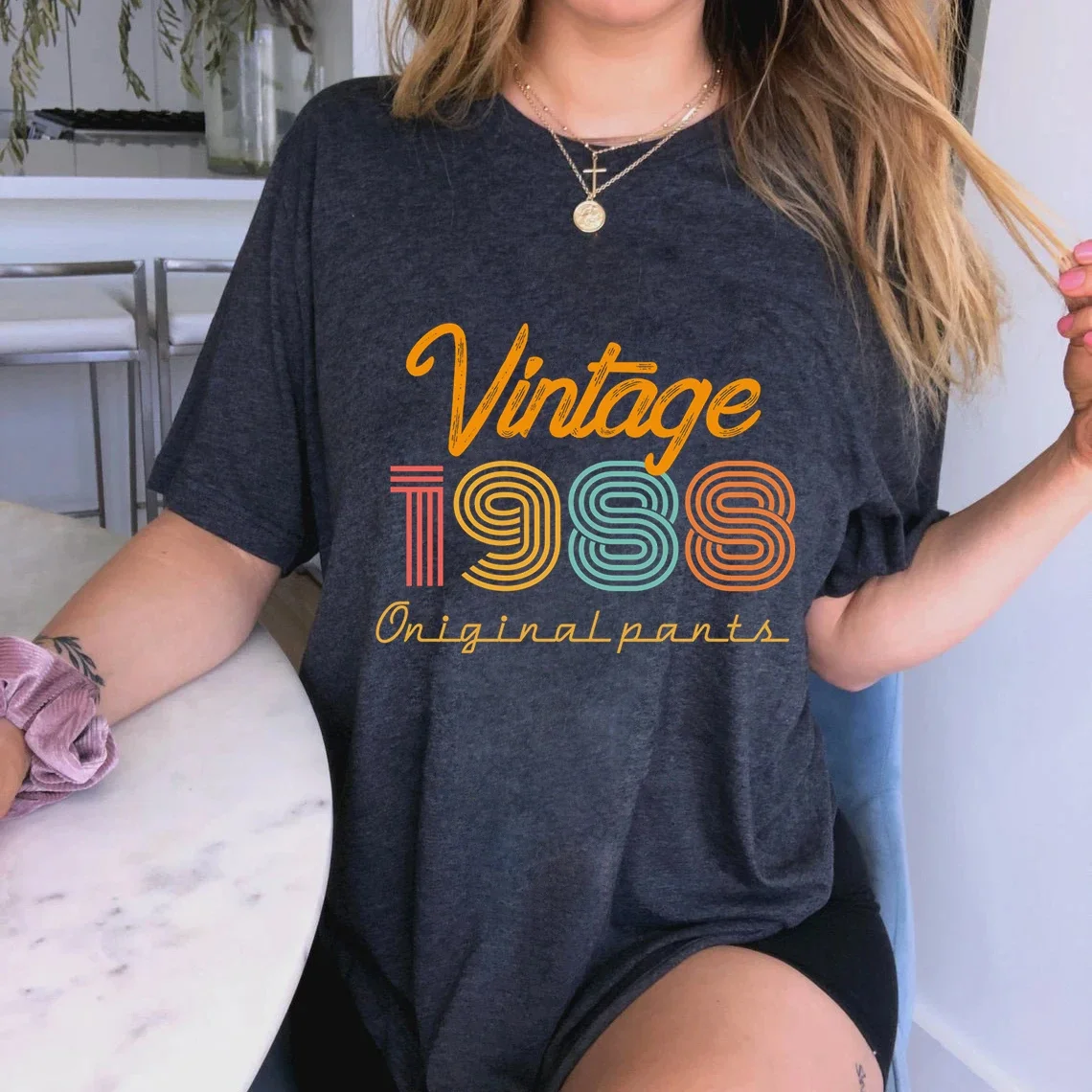 VINTAGE 1987 Harajuku T Shirt for Women Grunge Y2K Aesthetic Tops Fashion Casual Tees Hip Hop Streetwear Retro Graphic T Shirts