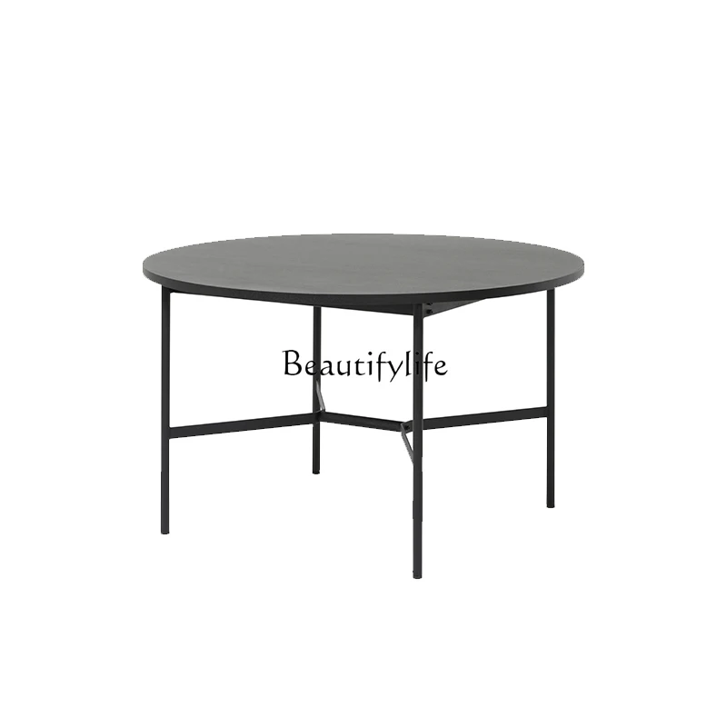 Nordic imported restaurant round dining table simple modern light luxury black round table