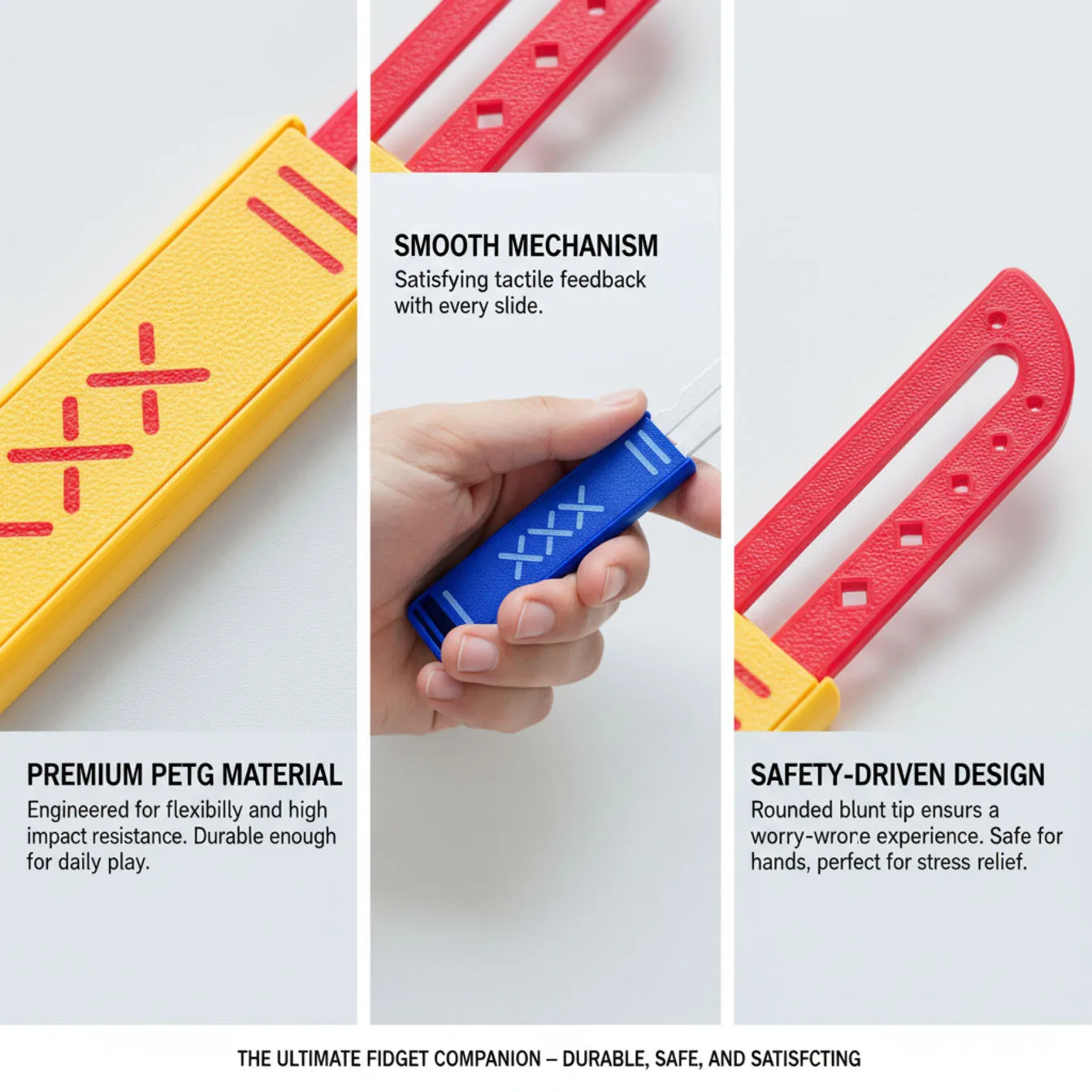 3D Printed Sliding Plastic Toy Spring Knife Safe Non-sharp Kids Educational Toy
