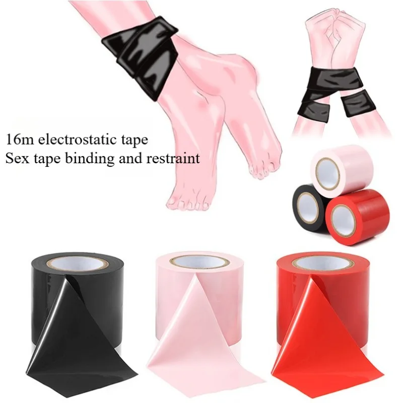 Bande de Bondage statique, 16 mètres, retenue SM réutilisable pour adultes, jeu BDSM, équipement fétichiste, jouet de libération d'émotion, sans résidus