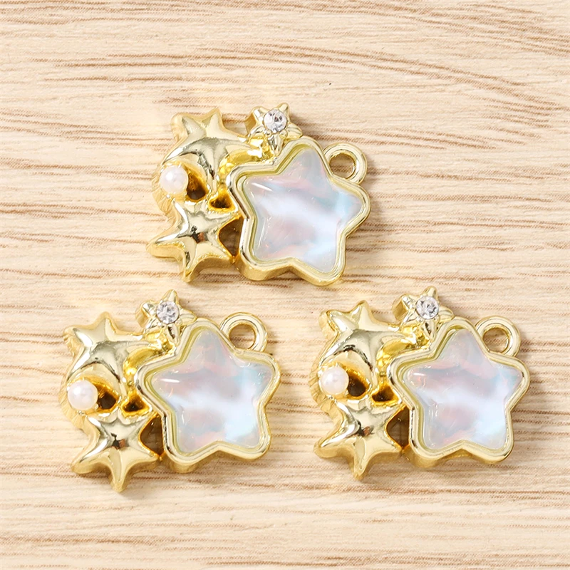 5 Stück 18x15mm Niedliche Kristall-Metall-Stern-Anhänger für die Herstellung von Ohrhängern, Halsketten, Armbändern, DIY-Bastelarbeiten und Schmuckzubehör – Detail 6