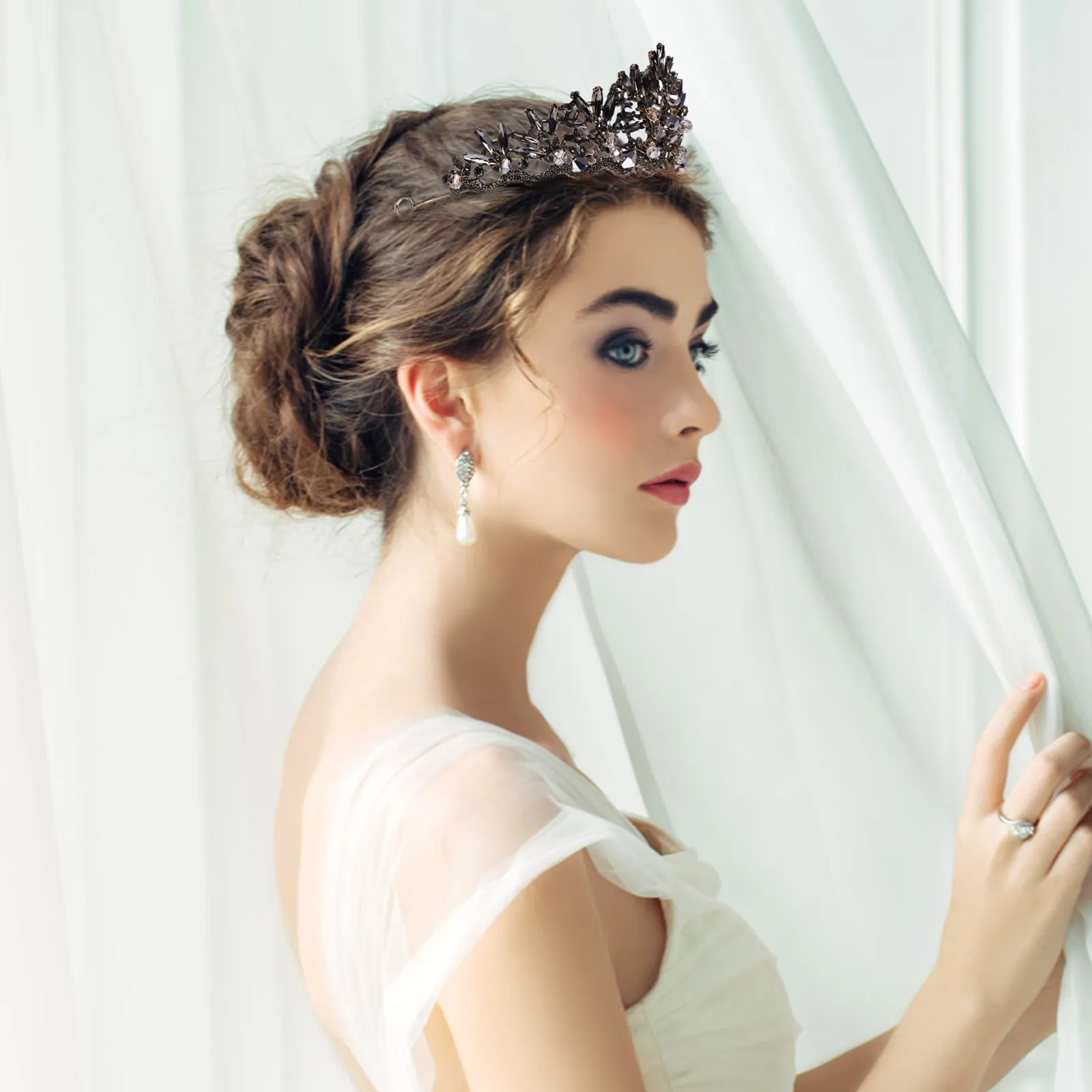 

Свадебная корона в стиле барокко, тиара со стразами, винтажный головной убор для вечеринки, аксессуар для волос из сплава