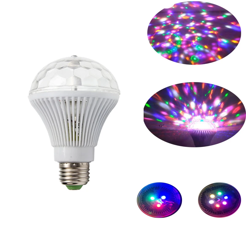 E27 220v rgb rotativa de cristal luzes bola mágica mini festa dj discoteca bola luz interior lâmpadas clube lâmpada led efeito projecto