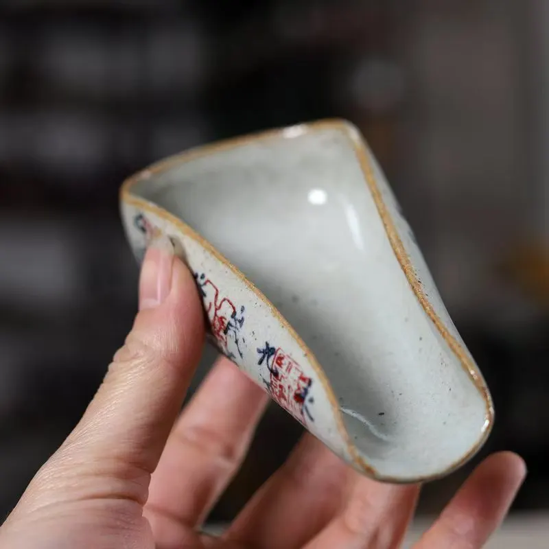 Vintage Chinese Calligraphy Tea Spoon Pottery Cha Ze Tea Set Accessories Tea Ceremony Tea Scoops