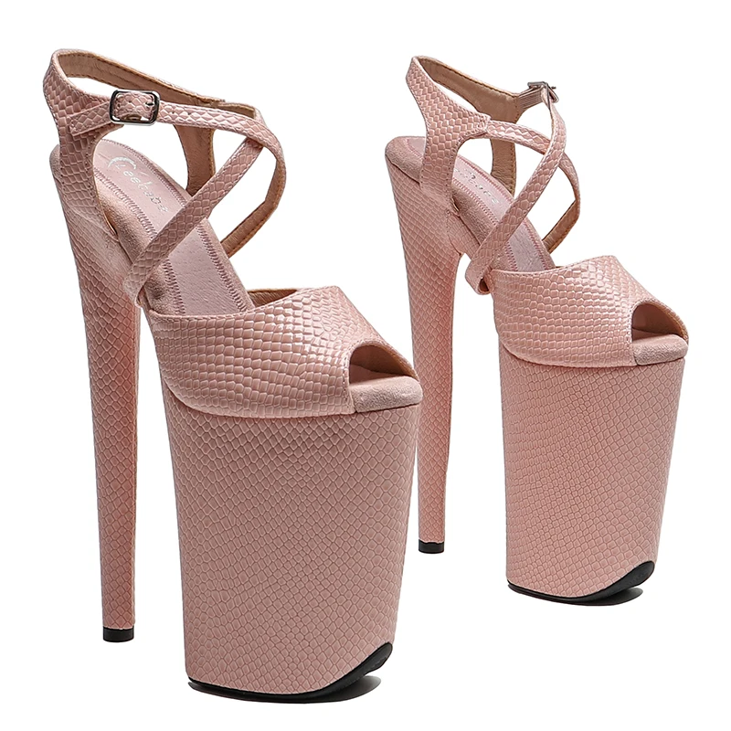 Leecabe 23CM/9inches Snake PU upper  Platform Sexy  High Heels Sandals stripper heel Pole Dance shoes