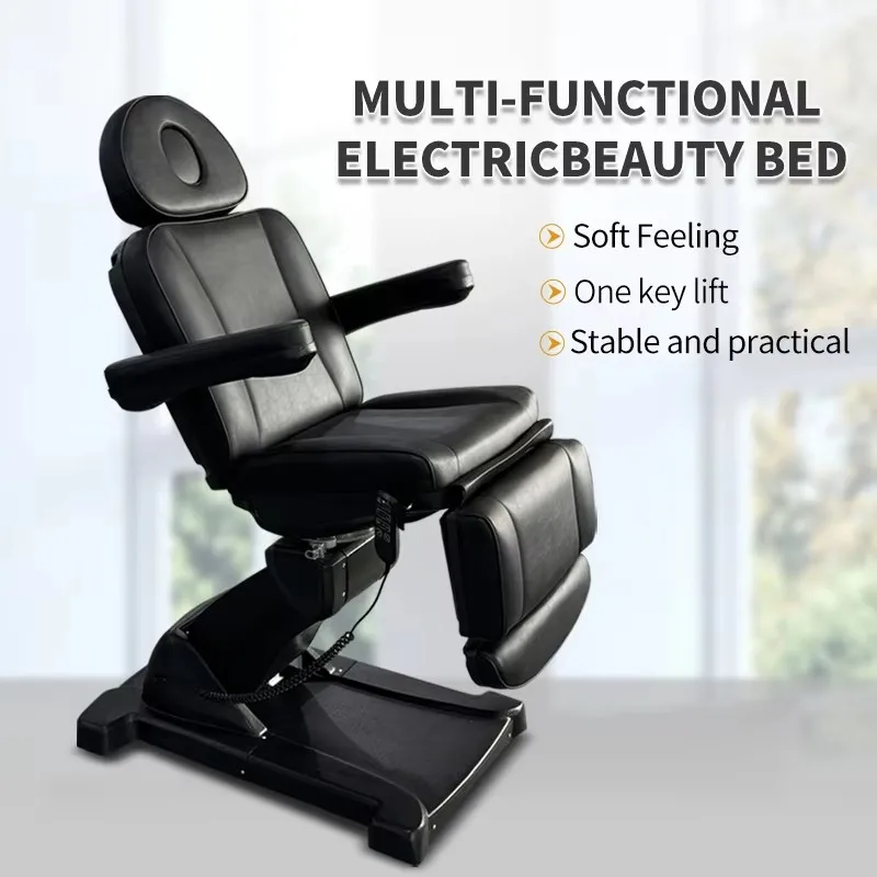 High Quality Rotatable Adjustable 4 Motors Beauty Facial Massage Bed Stainless Steel Frame Synthetic Hotel Bedroom Basement