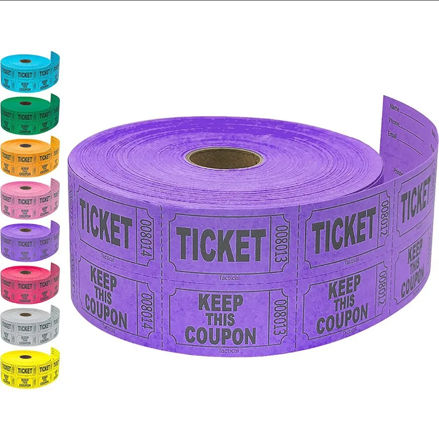 � Bunte, abreißbare Eintrittskarten, Großpackung 500 Stück Rolle, Event-Gutscheine, Coupon-Set, Verlosungs- und Lotterie-Tickets, Multipack – Detail 2