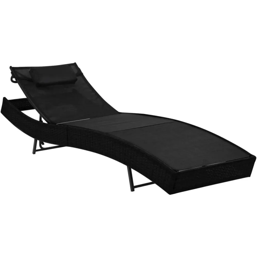 

Relaxing Rattan Sun Lounger with Adjustable Backrest, Stylish and Comfortable for Garden or Patio, Black