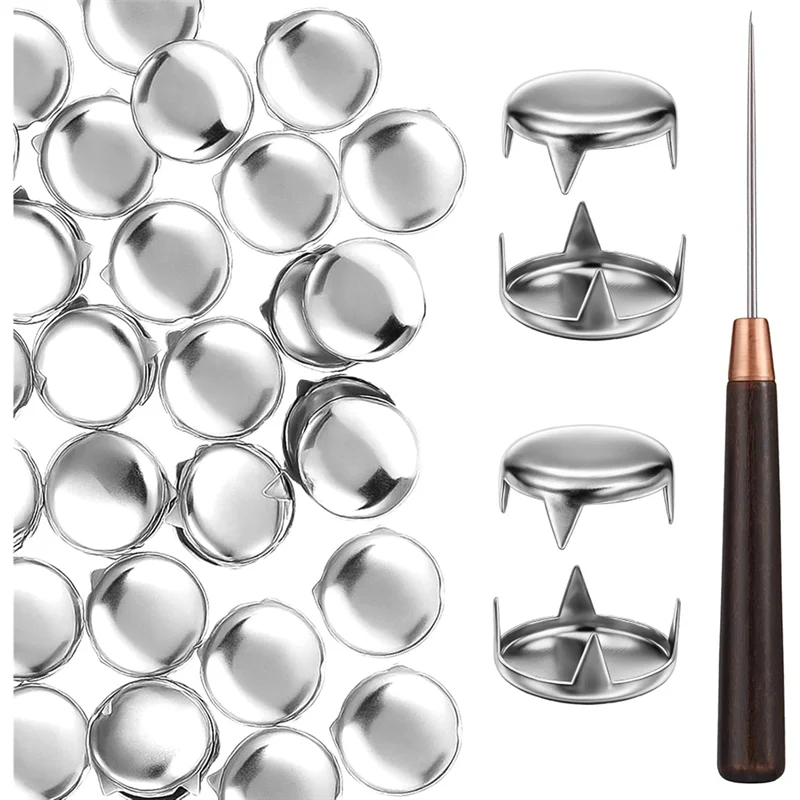 

【RECOMMEND】For Punk Clothing Leather Rivets- 200PCS Round Dome 12Mm Claw Rivet Nailhead Nails, Silver Spikes Studs, Includes Woo