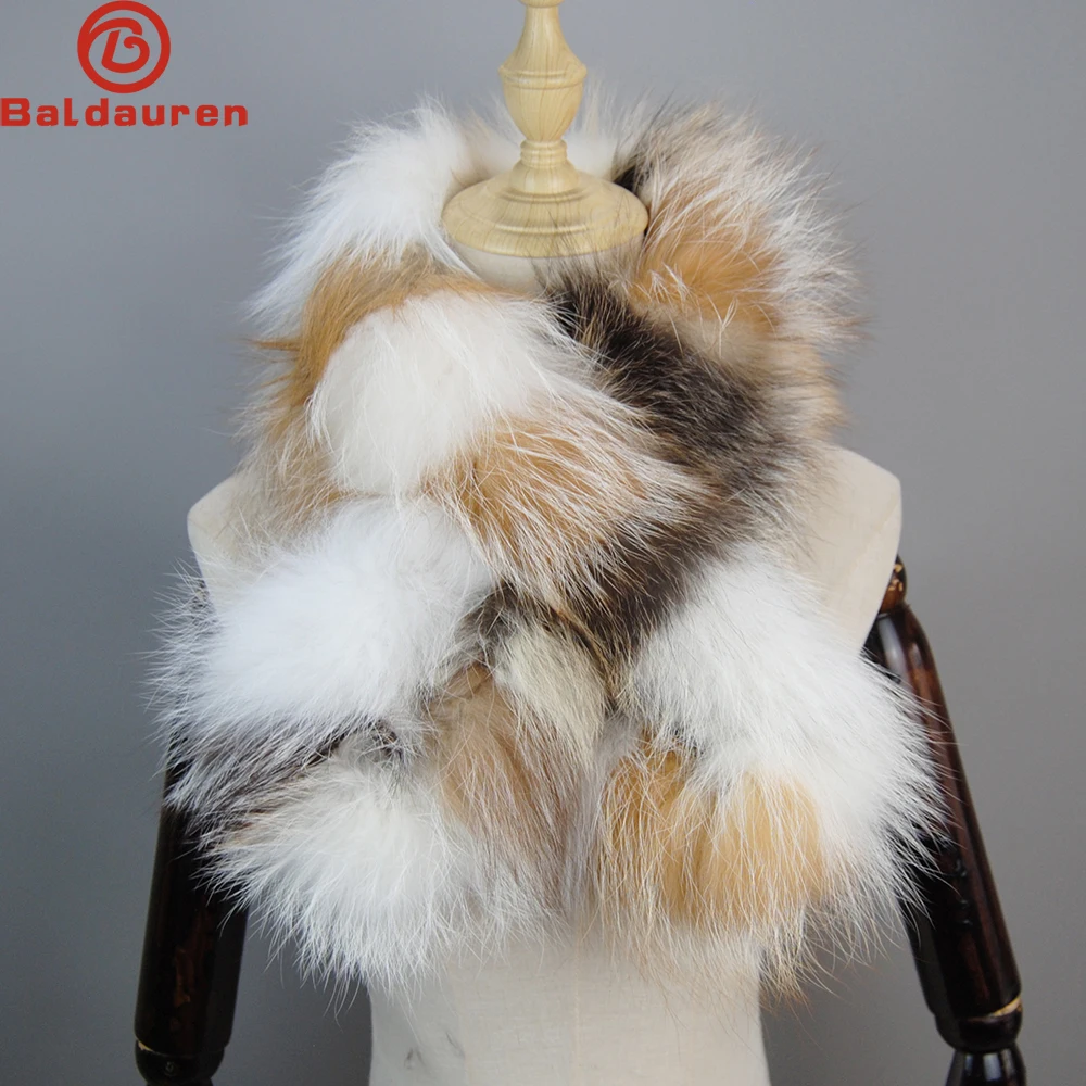 

New Fashion Real Fox Fur Scarf Collar Fur Ring Muffler Women Fur Stole Neck Warmer Scarf Shawl Cape Men For Lover Christmas Gift