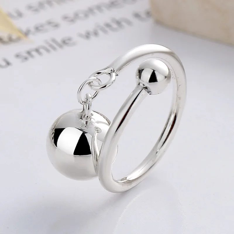 BF CLUB 925 Sterling Rings for Women Simple Geometric Handmade Irregular Retro Tassel Ball Ring Allergy For Birthday Gift