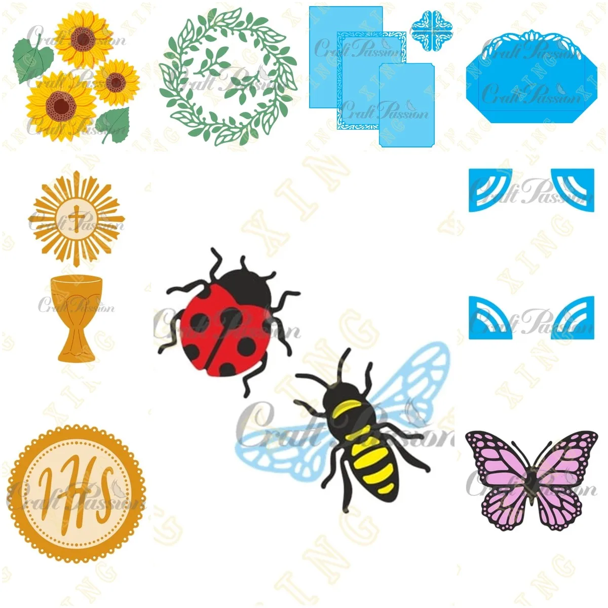 Butterfly Sunflowers Wreath Cutting Dies Craft Embossing Make Paper Greeting Card Making Template DIY Handmade 2023 New Arrival