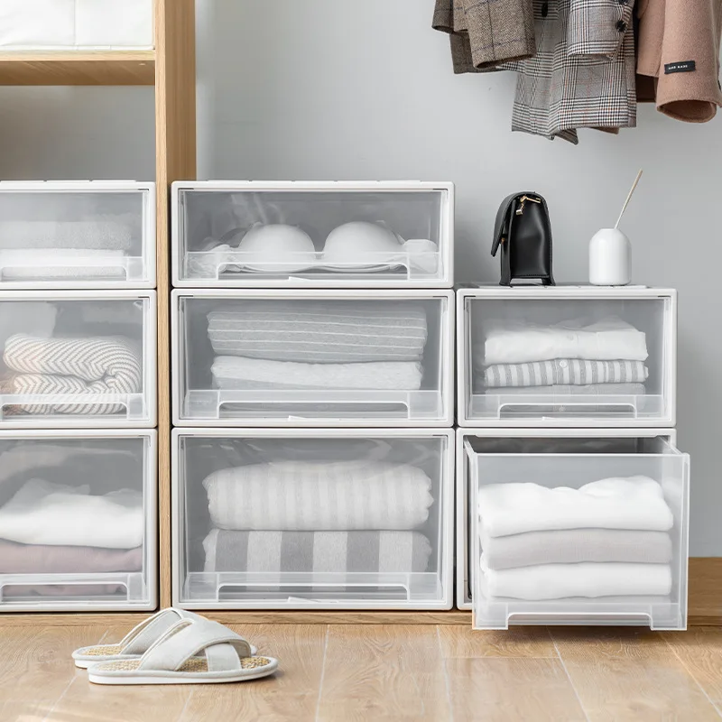 

Wardrobe Storage Box Drawer Clothes Thickened Transparent Plastic Containers For Household Use Plastic Storage Box