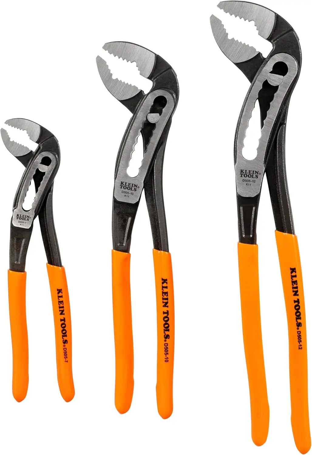 

3-Piece Classic Klaw Pump Pliers Set, 7-Inch, 10-Inch, and 12-Inch Sizes, Compact Design with V-Jaw for Maximum Torque