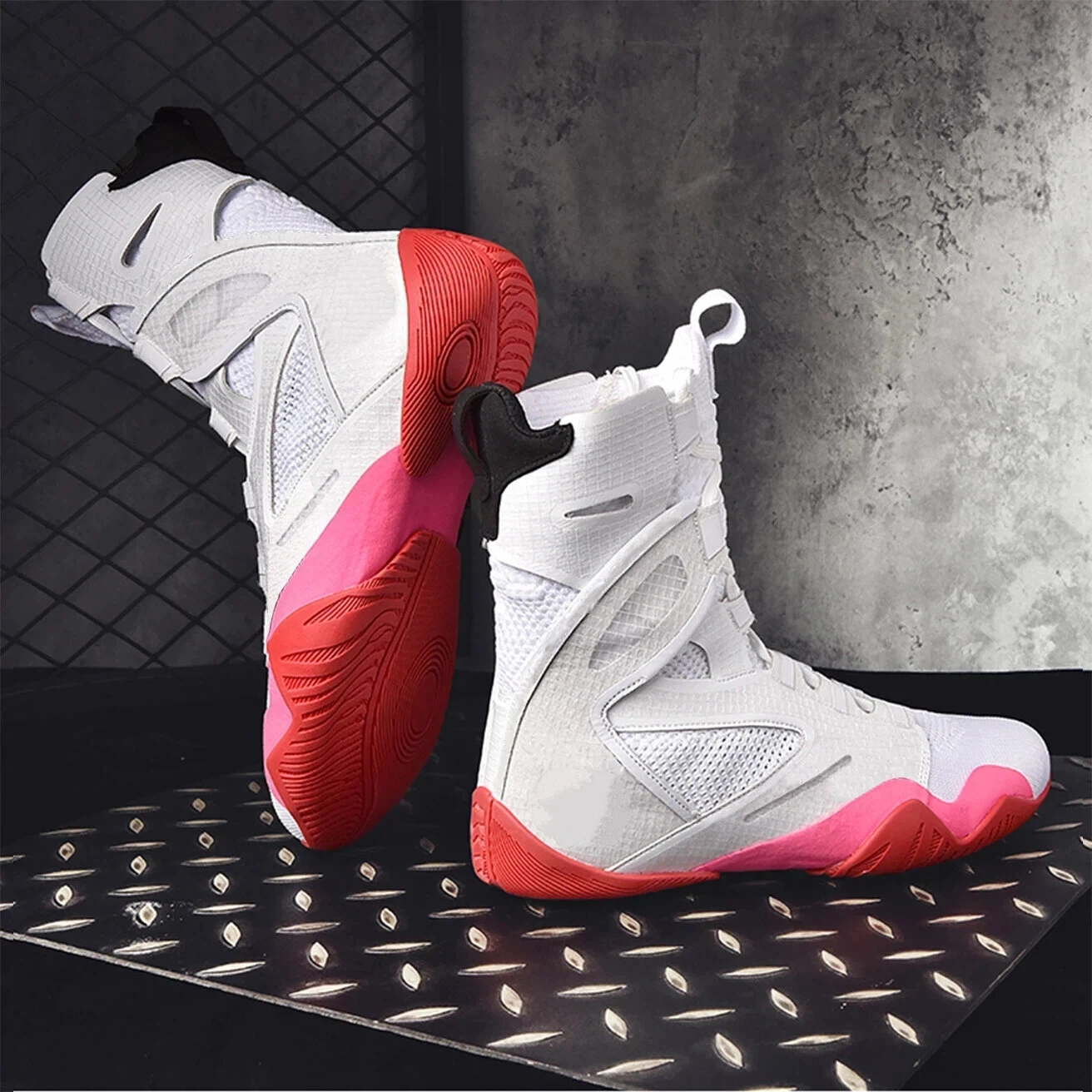 

Мужские профессиональные боксерские борцовские кроссовки, сверхлегкие, с поддержкой лодыжки, нескользящие, вентилируемые, ММА, тренировки в тренажерном зале для боевых искусств