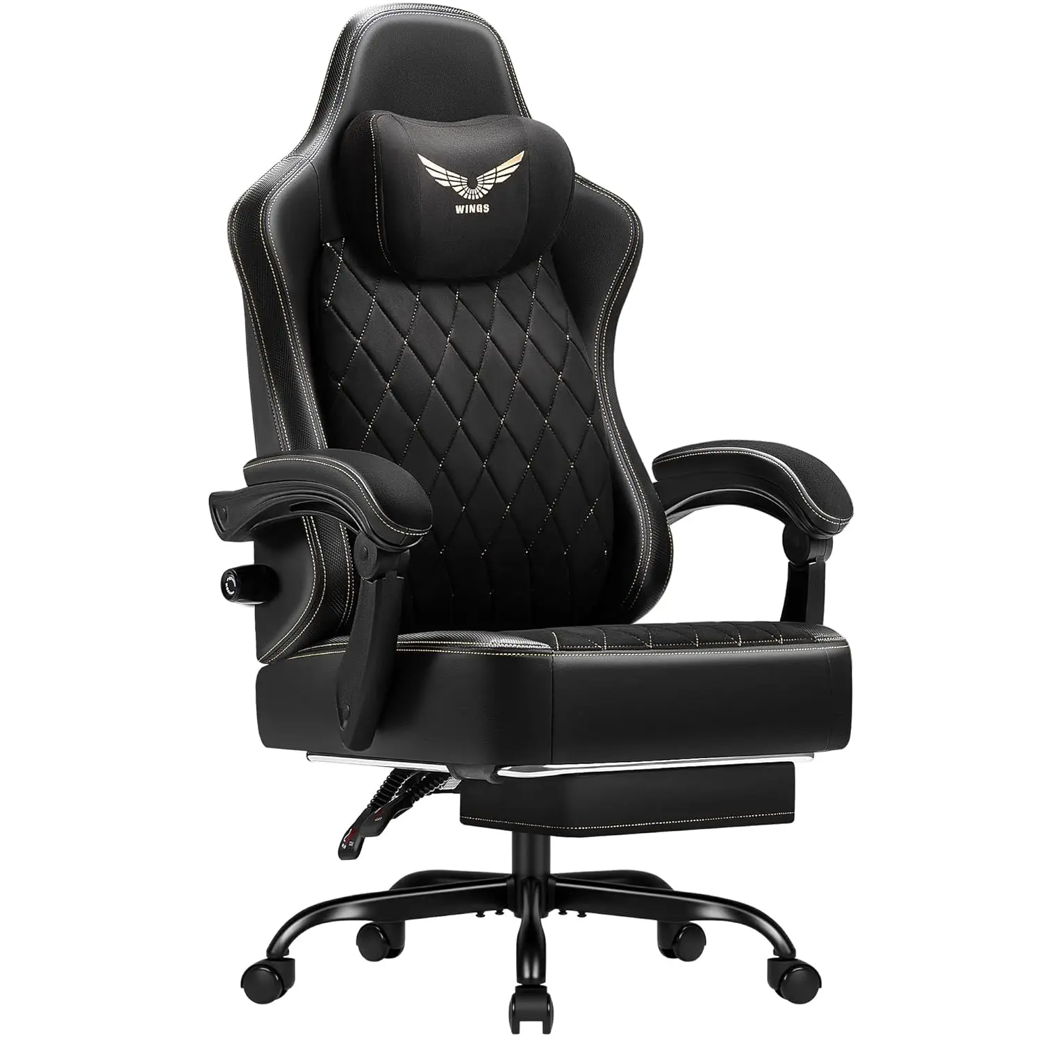 

Big Tall Gaming Chair Lumbar Support Breathable Fabric Ergonomic Reclining Footrest Office, Customized