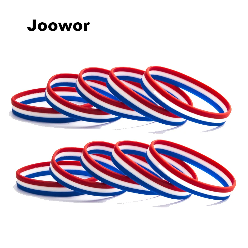 

10pcs a lot France Flag Silicone Bracelets Wristband Kids Children Women Men Sport Love Friend Family