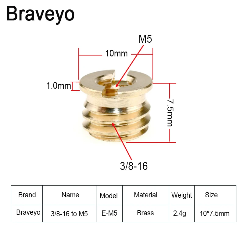 3/8 to 1/4 M4 M5 M6 Camera Conversion Screw Nut Tripod Ballhead Monopod Mount Photography Adapte Brass Material For Dslr