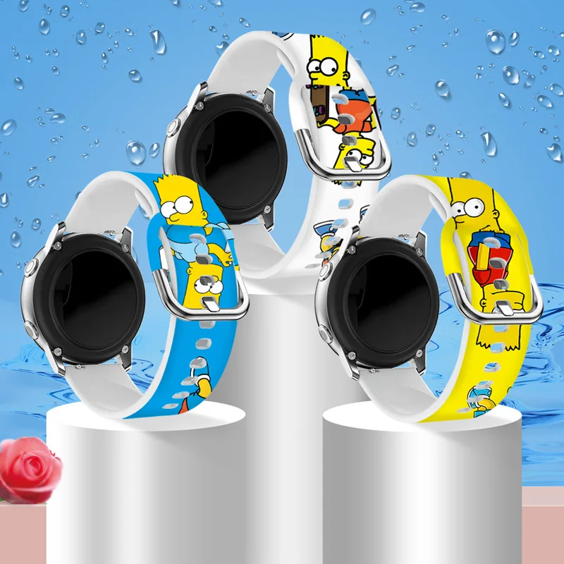 Disney The Simpsons Printed Silicone Strap For Xiaomi OPPO Jiaming Samsung Huawei GT Watch Band 20MM 22MM Cartoon Accessories