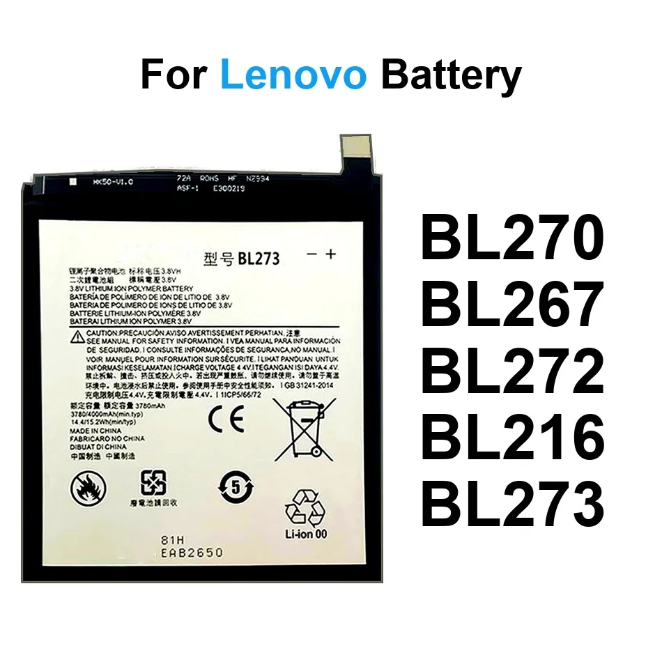 

Mobile Phone Battery 3000-4000Mah For Lenovo K6 Dual K33a42 K33a48 K33b36 K33b37 Note Power X910 Vibe Z Plus BL273 BL270 BL216