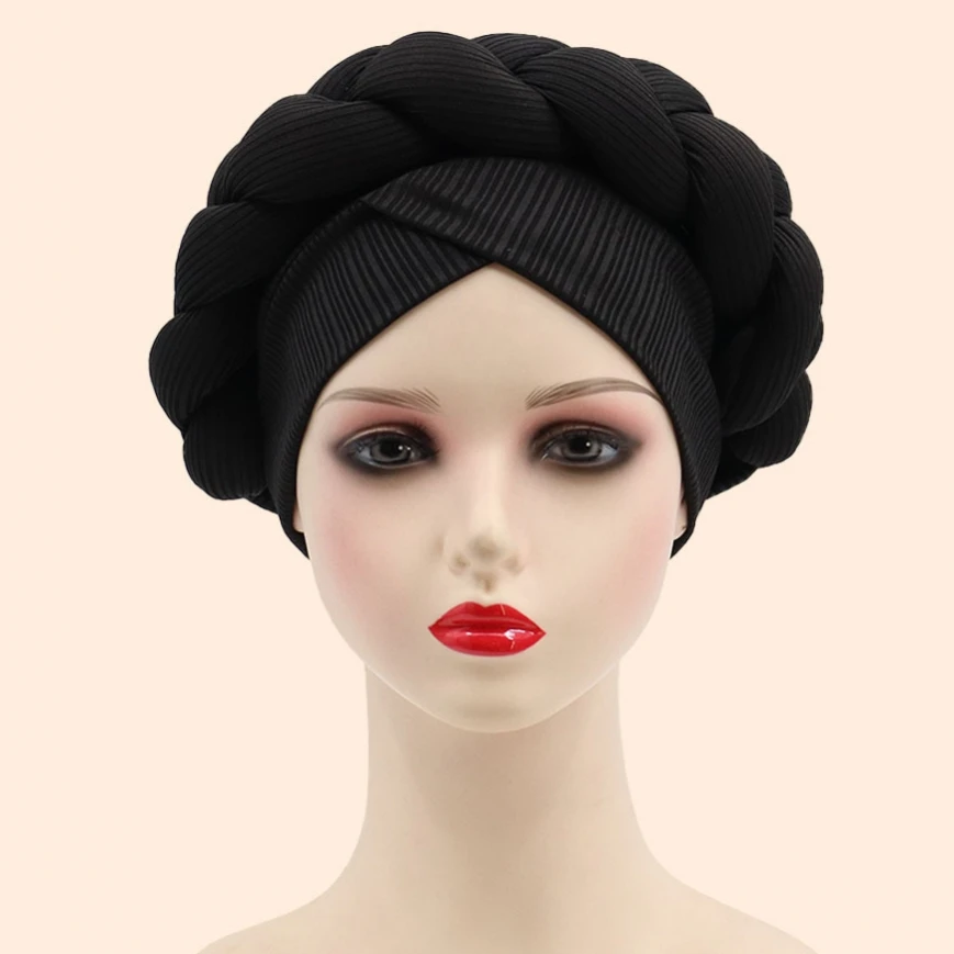 

2023 New African Auto Gele Headtie Nigerian Wedding Gele Muslim Turban Cap Arab India Hat Female Head Wraps Turbante Mujer