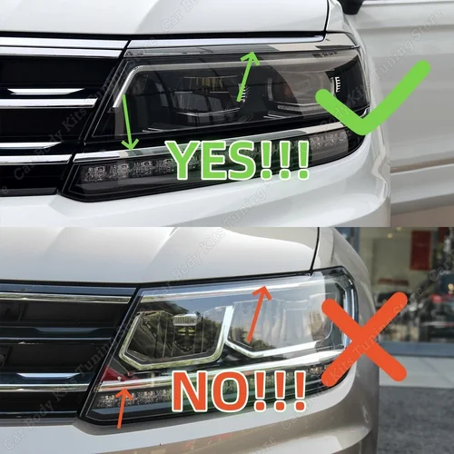 Imagen 2 del producto Tiras de moldura para faros delanteros, color negro brillante, cubierta de párpados, embellecedor para Volkswagen Tiguan MK2 R Line 2017 2018 2019 2020 2021, 2 uds.