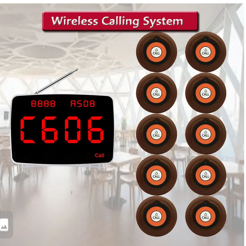 QWICALL  Fast Ship Wireless Calling System 10 Pcs  Call Buttons for Bar,Restaurant,Office,Cafe Customer Service Bell