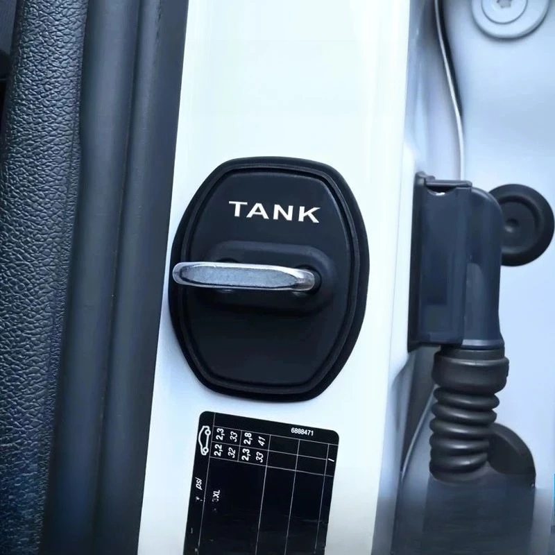 Tank Car Styling Car Door Lock Covers Stikcer Case Silica Gel Auto Accessories for GWM WEY Tank 300 400 500 700