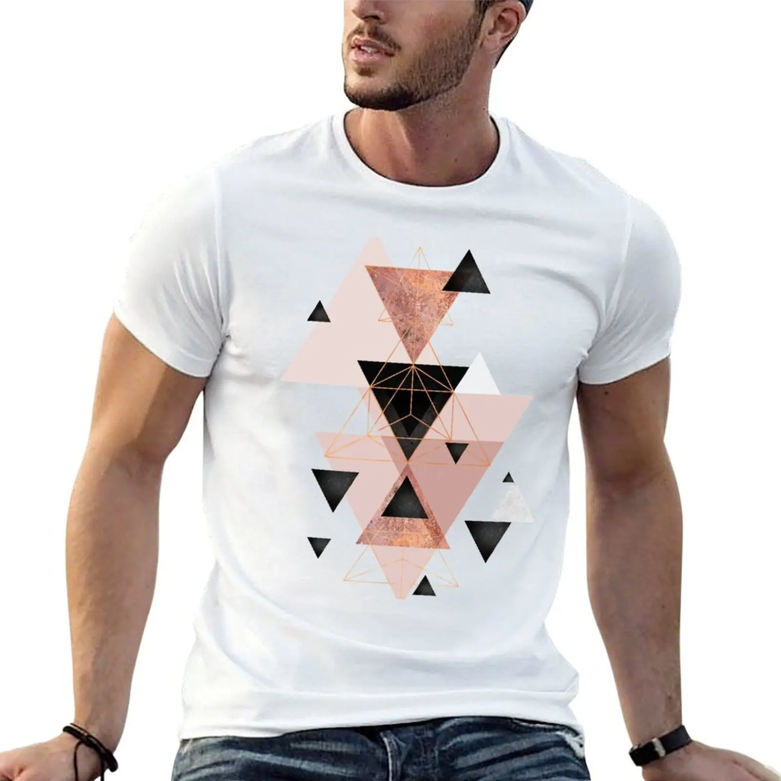 

graphic shirts and in blush t gold shirts t for for cotton Geometric T-Shirt man man rose
