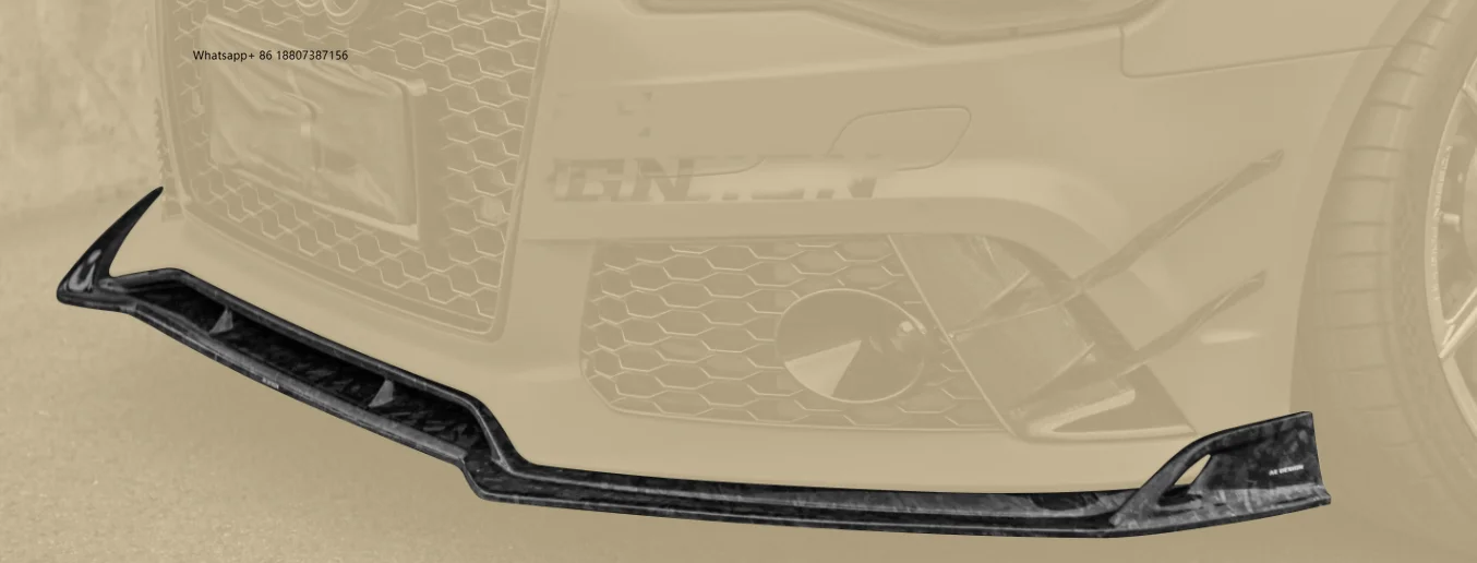 

New forAudi RS6 C7 C7.5 Carbon Fiber Front Lip Wind Knife Bumper with Exhaust Cut-Outs Bolt-On Universal Fitment