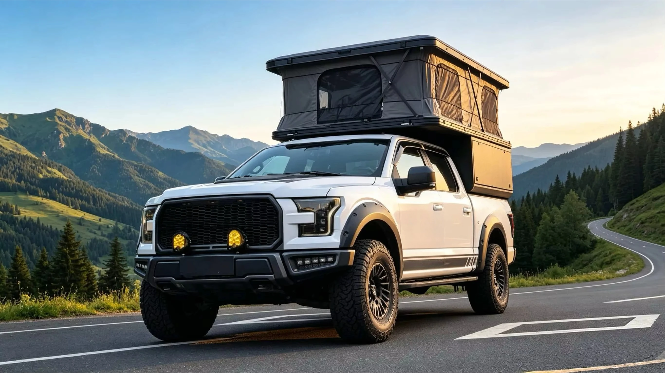 Overland Van Roof Tent Ultralight 2 3 Person ABS Waterproof Pop up Soft Top for Gray Tundra Truck