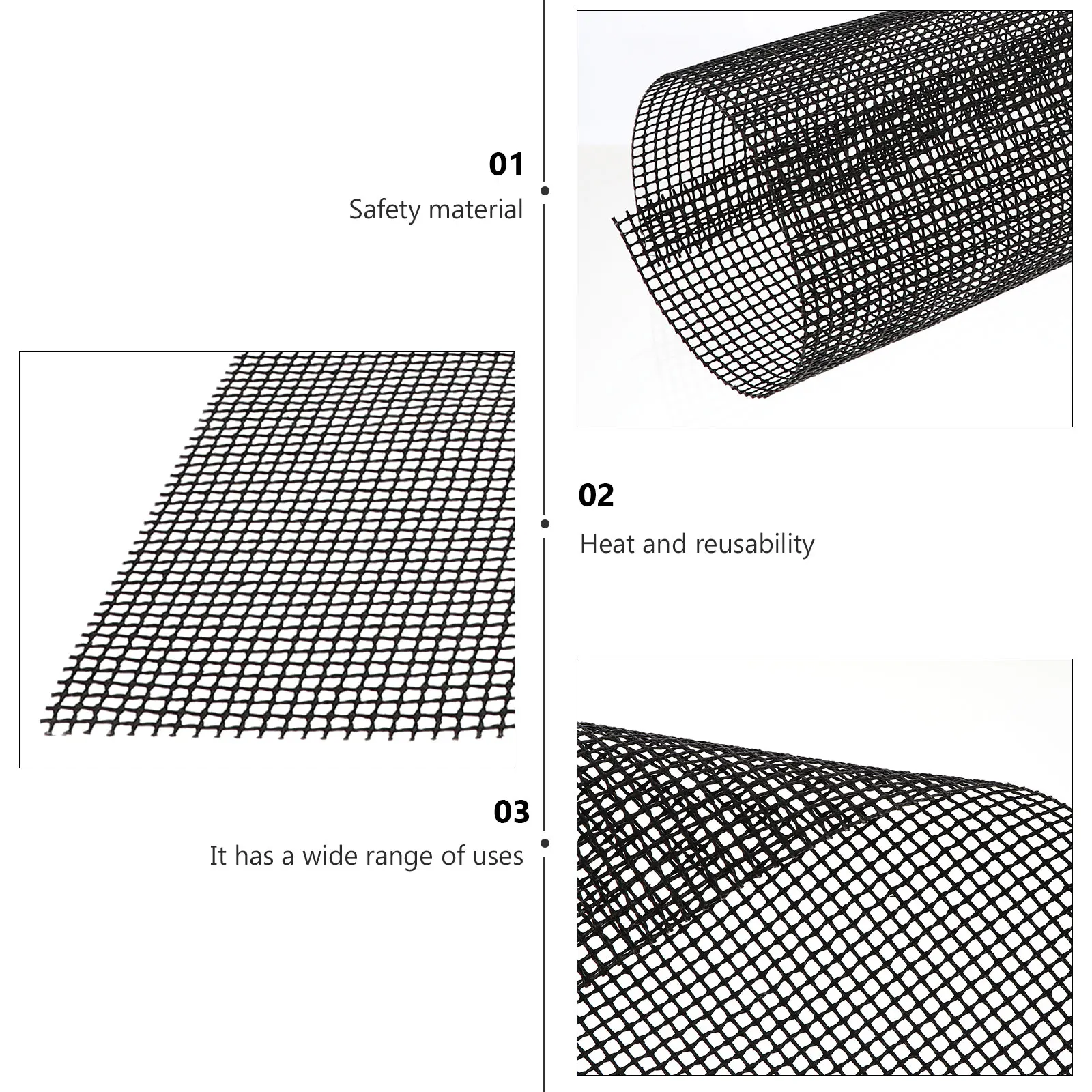 

3PCS Barbecue Grill Mesh Mat BBQ Non Stick Reusable Fiberglass Coated Heat Resistant Wire Pad for Grills