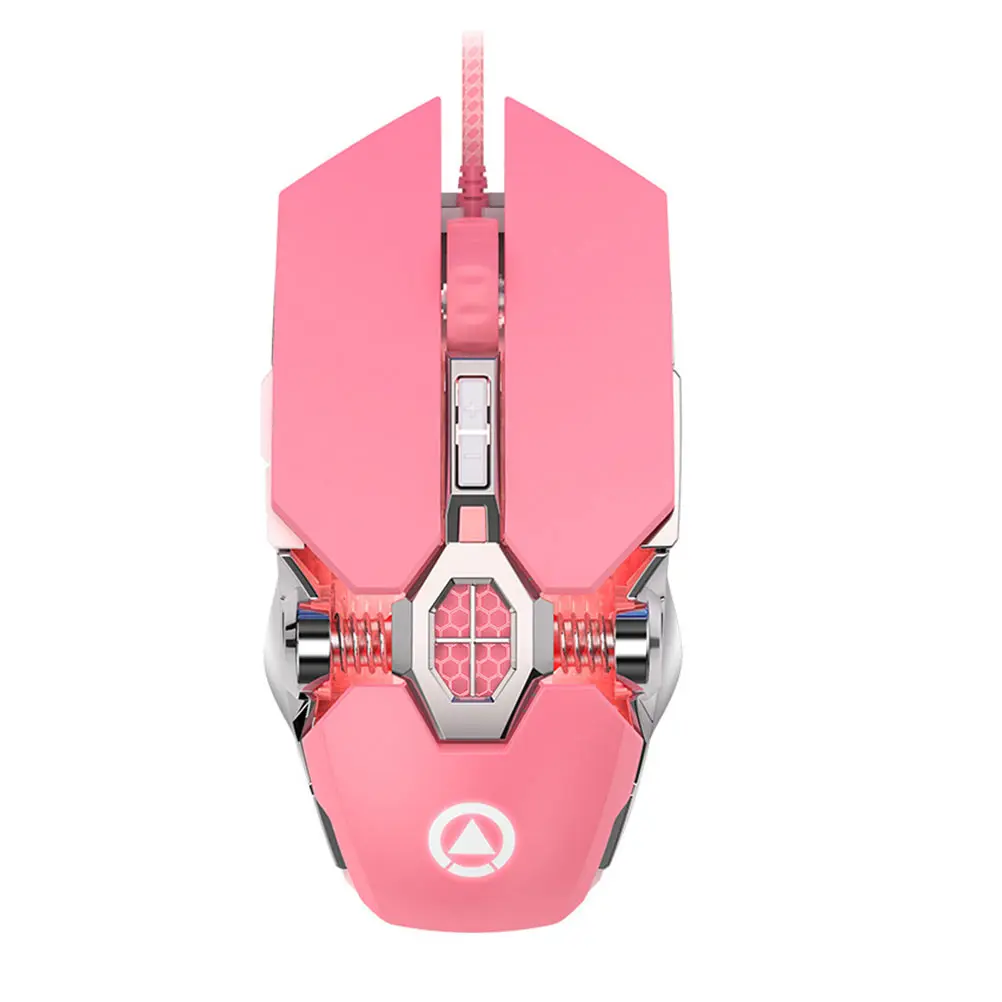

Pink Gaming Mouse Aluminum Alloy Comfortable Touch Colorful Light Wired Computer Accessories Game Mouse Luminescent