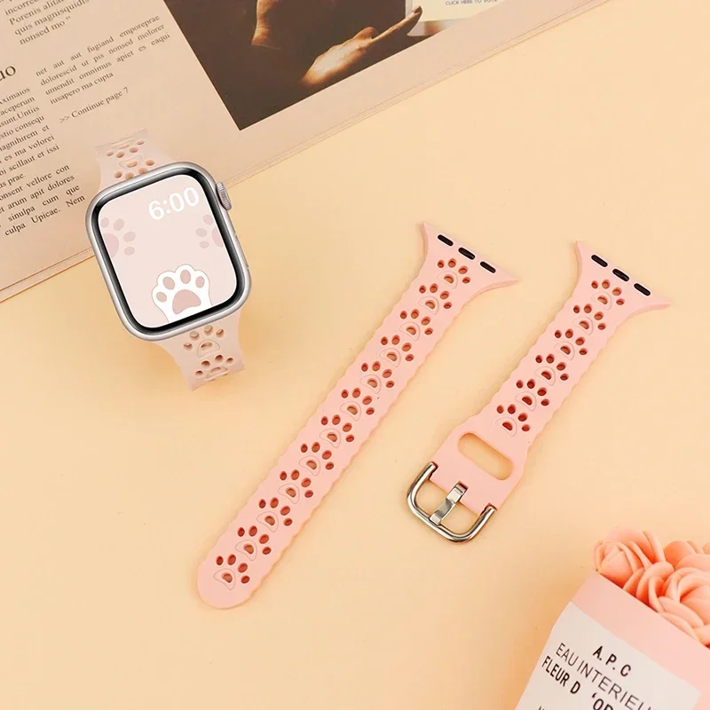 Силиконовый ремешок Dog Paw для Apple Watch Band 49 мм, 46 мм, 45 мм, 44 мм, 41 мм, 40 мм, 38 мм, браслет Correa серии 10 9 8 7 6 5 4 3 SE Ultra2