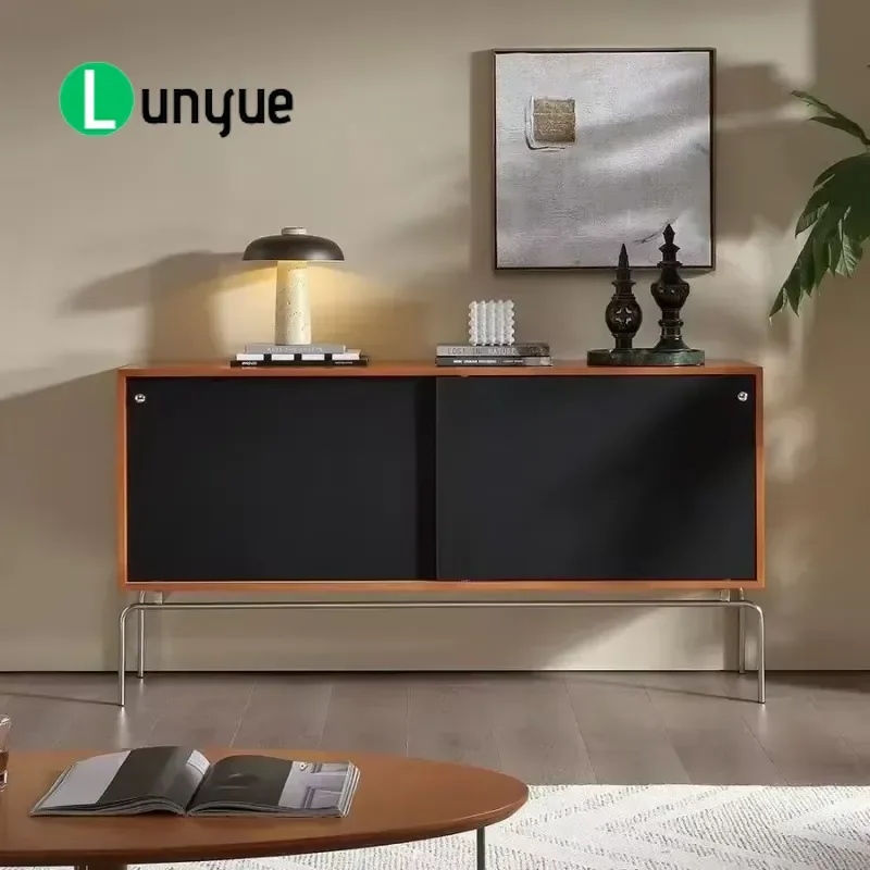 Neoclassical Solid Wood Sideboard Wall Mounted Dining Cabinet Simple Retro Antique Storage Locker for Living Room Home Decor