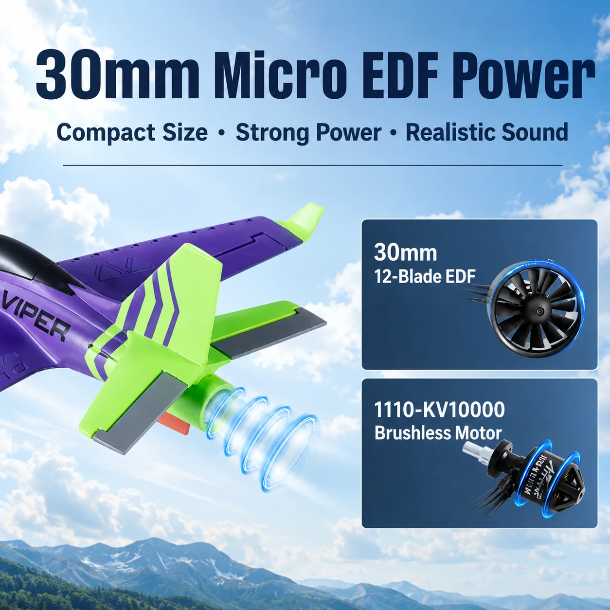 Blue Arrow 30mm Viper EDF Fixed Wing RC Plane Beginner Crash Resistant Electric Airplane Model