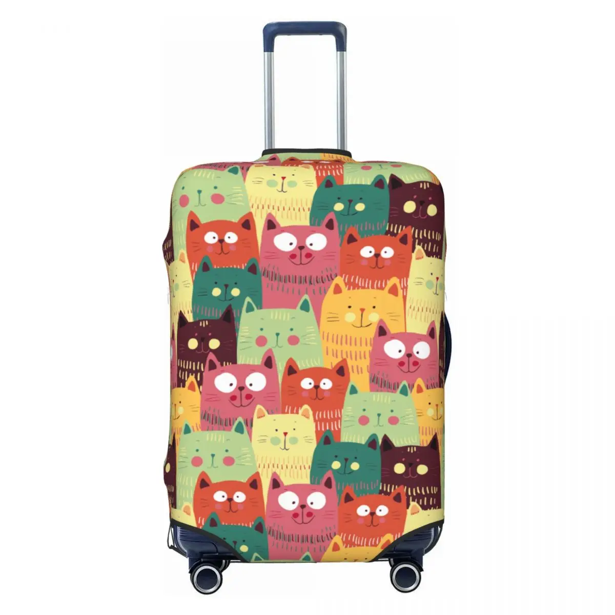 Cute Cats Colorful Suitcase Cover Seamless Pattern Business Protection Flight Elastic Luggage Case
