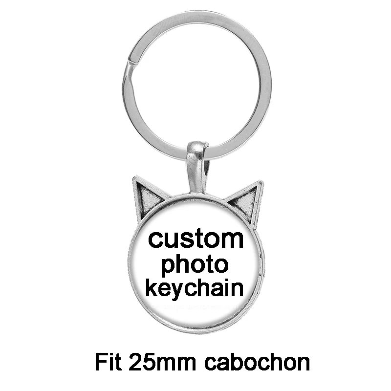 Personalized Photo Custom pictures glass cabochon keychain Bag Car key Rings Holder Charms silver plated key chains Men Women