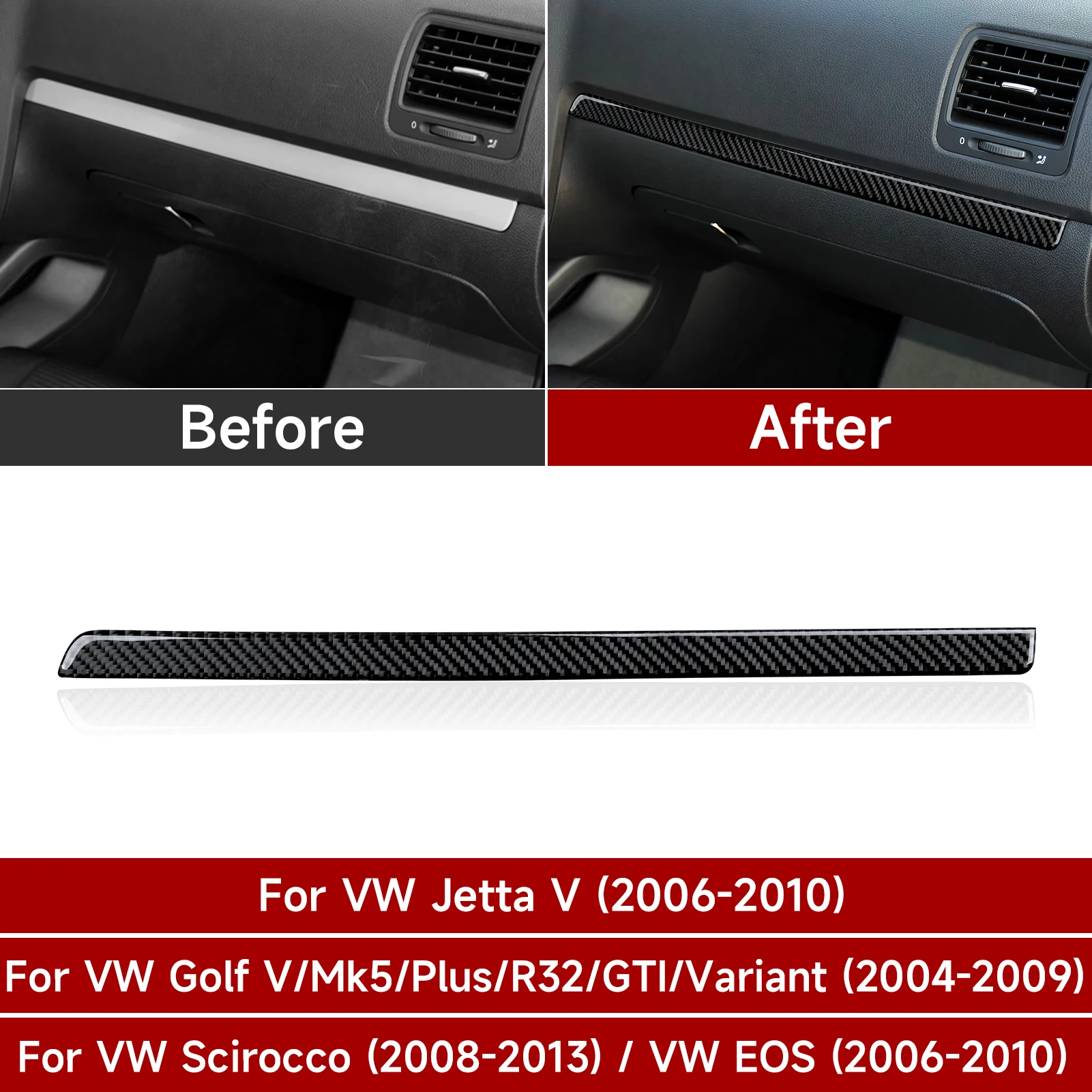 

Накладка на приборную панель пассажира автомобиля, внутренняя наклейка из углеродного волокна для VW Jetta V Golf V MK5 Plus R32 GTI Variant Scirocco VW EOS