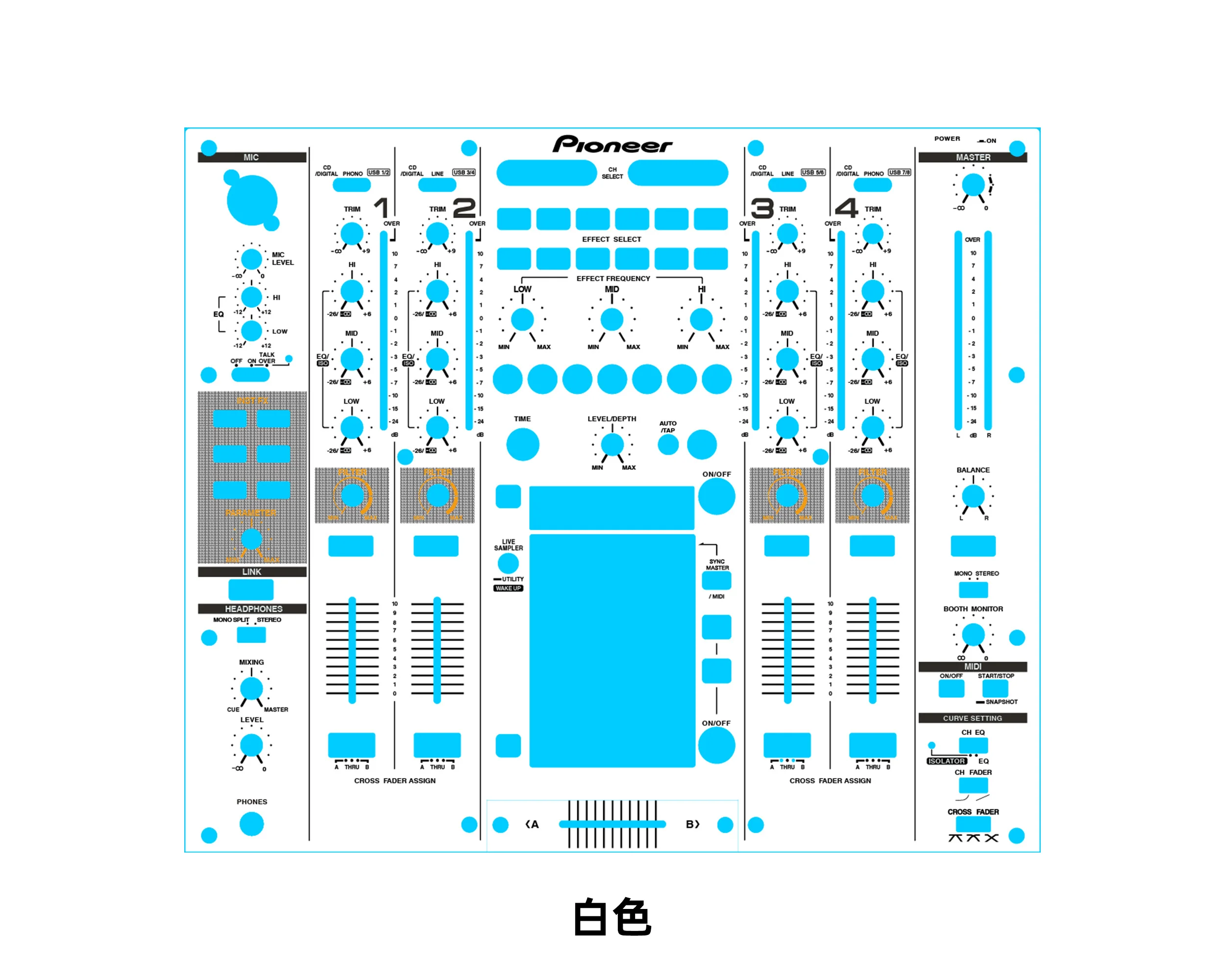 Pioneer DJM2000 NEXUS Mixer Panel Protective Film, Personalized Colorful Film, Not An Iron Panel