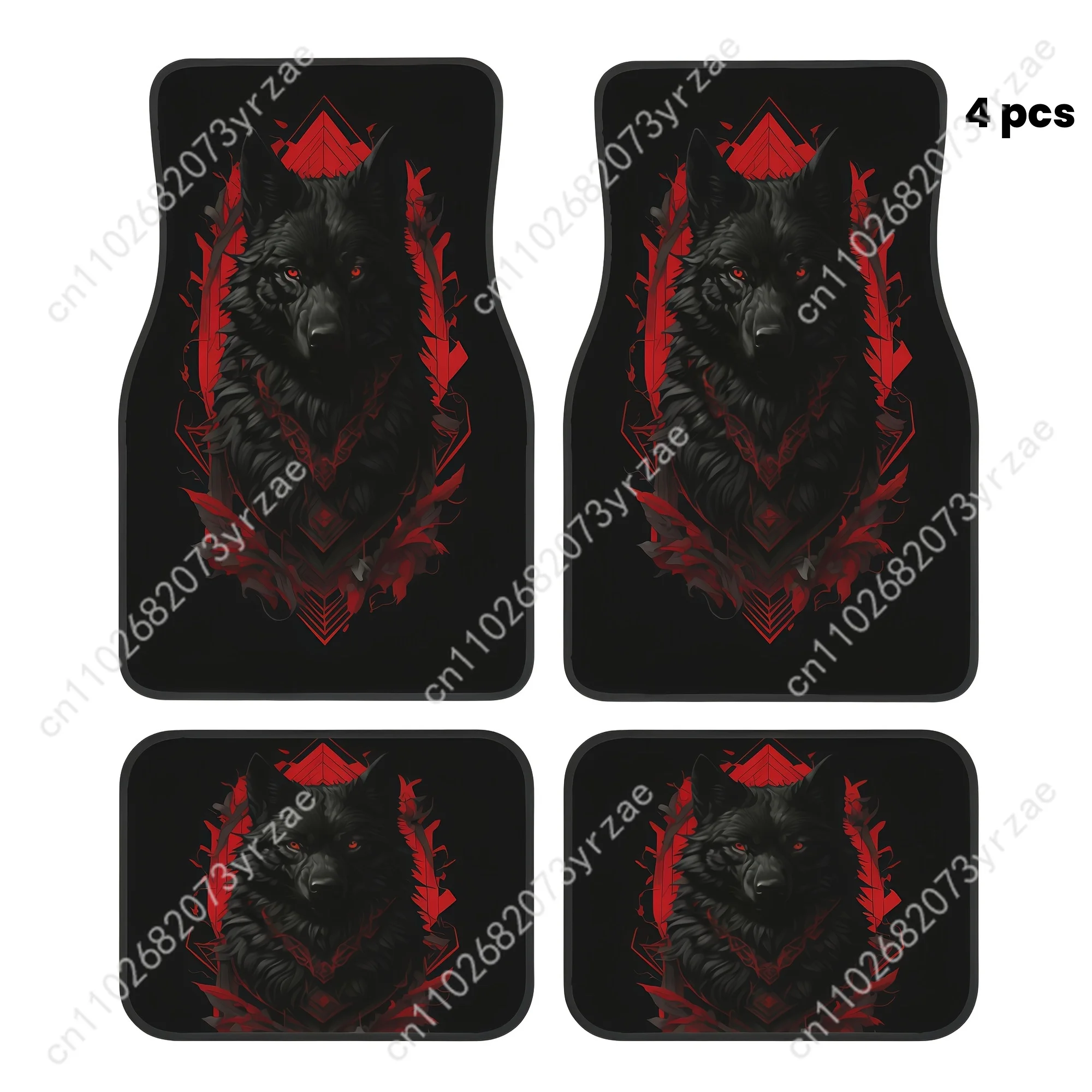 

Black Wolf King 4pcs Universal Car Floor Mats All-Season Fashionable Auto Interio Absorbent Non-Slip Washable Car Floor Mats