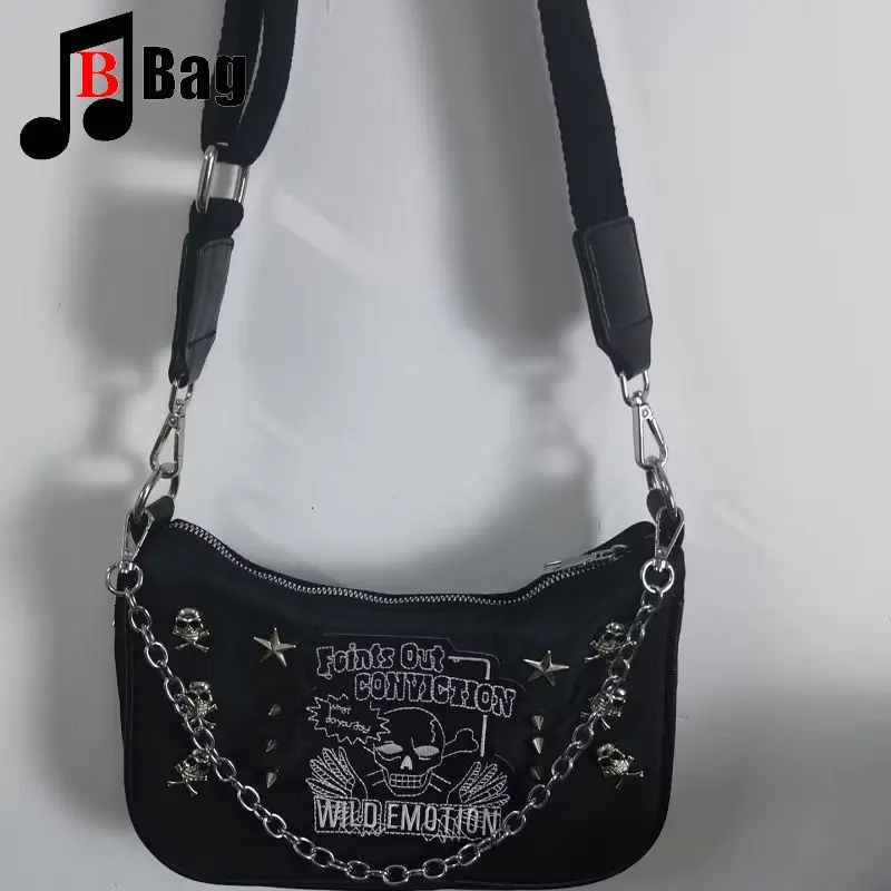 Harajuku Y2K Girl Men Canvas Women Gothic Punk Spicy Girl rivet Bag handbag crossbody bag streetwear steampunk spike Tote