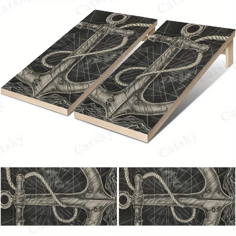 Nautical Anchor & Compass Retro Design Sticker,High Value! 2D Flat Vinyl Sandboard Decals - Budget-Friendly and High Value, Bubb