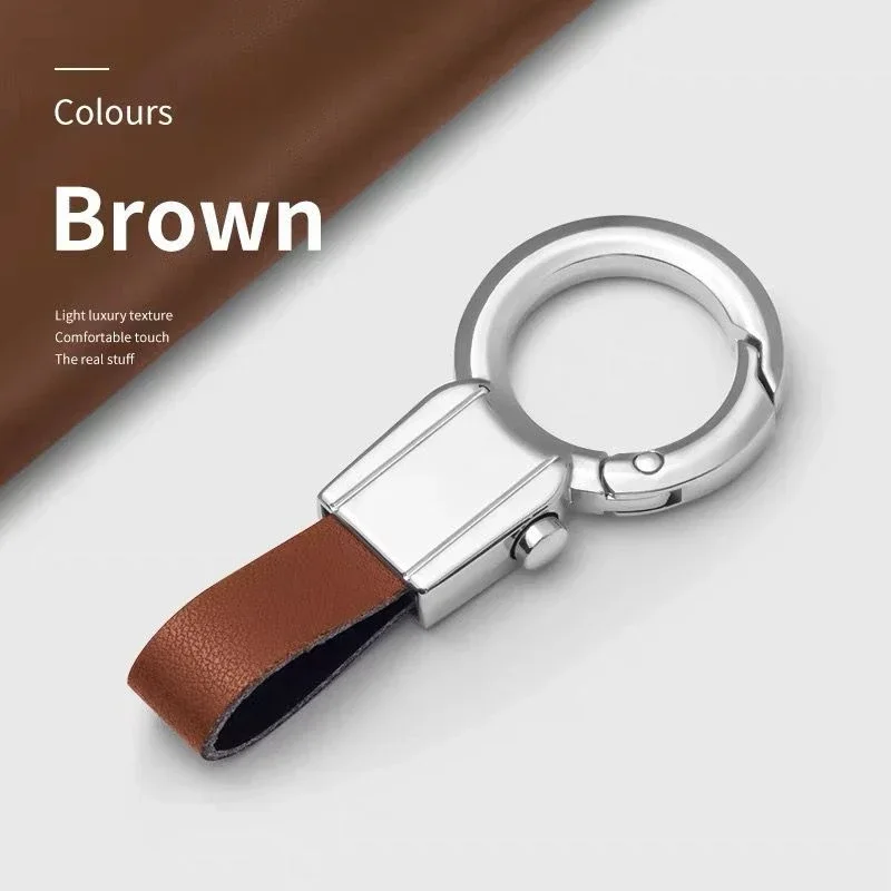 Personalized Company Car Keyring Gift Laser Engrave Waist Hanging Keychain High-end Custom Metal Logo Key Chain Leather Blank