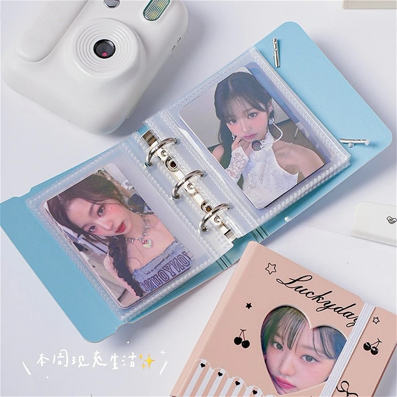 3-inch Sweet Bow Hollow Storage Card Book, Photo Standing Small Card Protection Book, with 40 Waterproof Inner Pages Attached