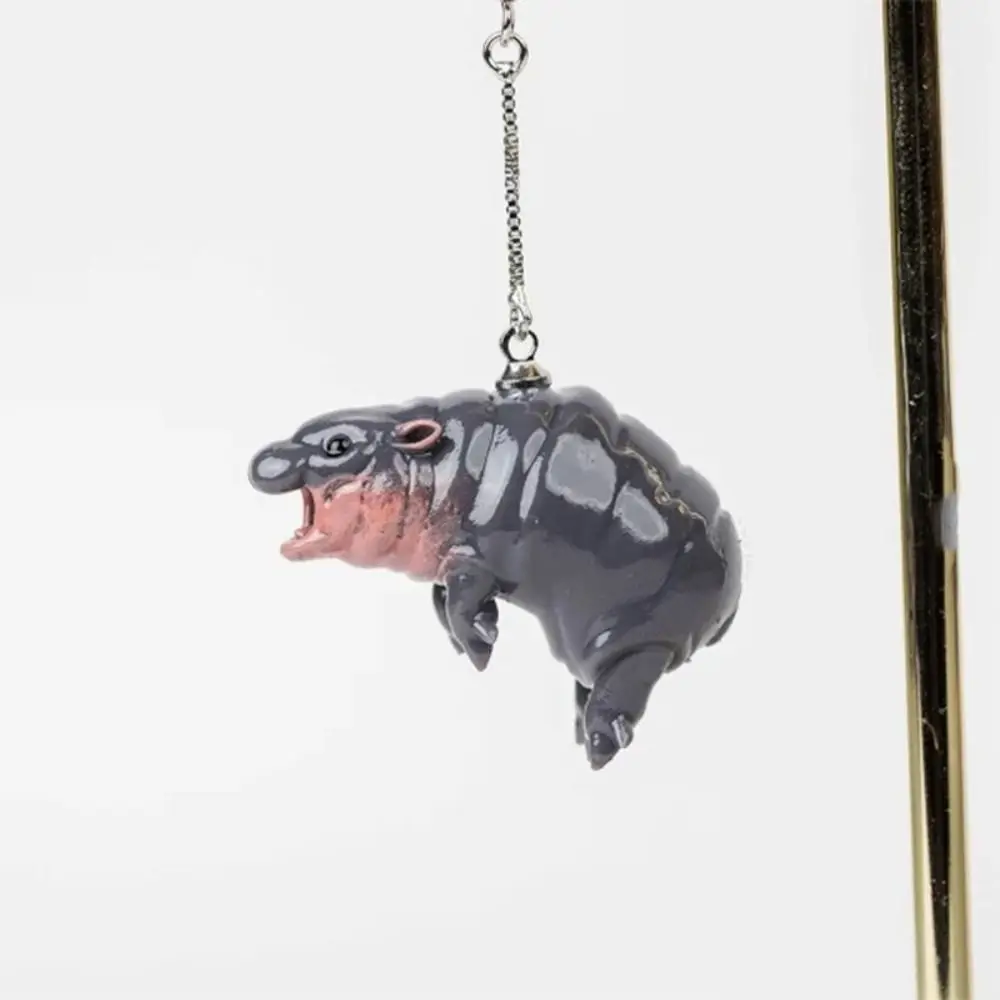 Cartoon Animal Pygmy Hippo Earrings Kawaii Moo Deng Christmas Dangle Earrings Exaggerated Creative Xmas Ear Hooks Jewelry