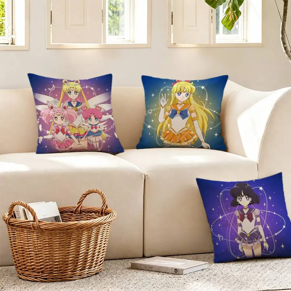 S-Sailor Moon Cartoon Pillow Case Pattern Printed Pillowcase For Living Room Sofa Cushion Cover
