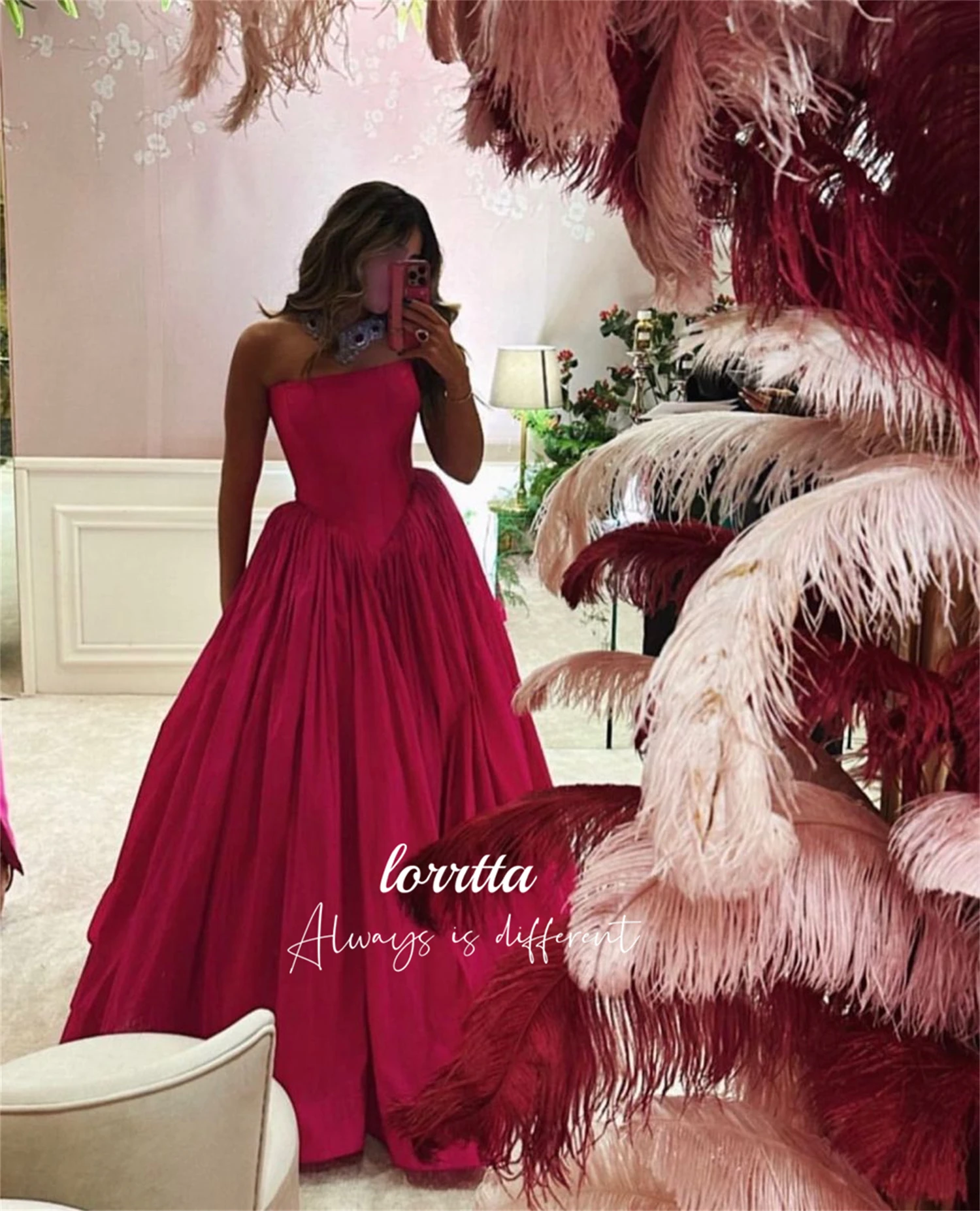 Ball Gown Birthday Party Rose Red Grace Satin Line A Gala Dresses Customized Saudi Evening Long Wedding Dress Cocktail Luxury