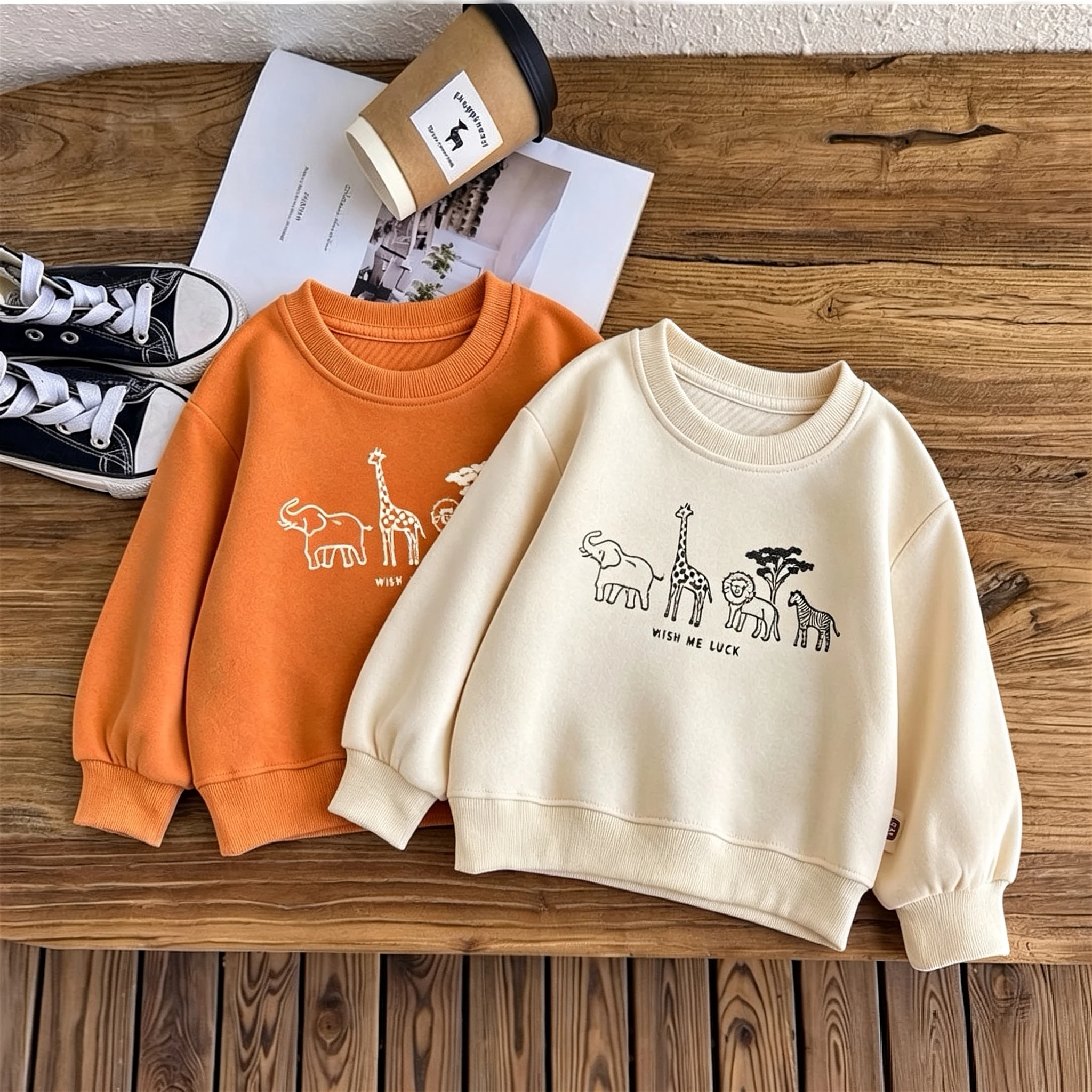 6m-6y Children's Wear Tops Long Sleeve Crewneck Hoodie Autumn Clothing Simple Fashion Casual Sweatshirts Korean Style Hoodies