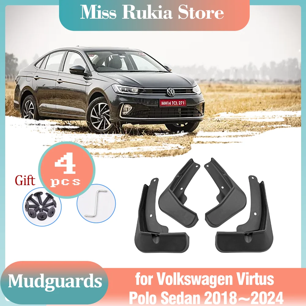 

Mud Flaps for Volkswagen VW Virtus Polo Sedan 2018~2024 Mudguards Splash Guards Fender Flares Spoiler Car Wheel Accessories 2019